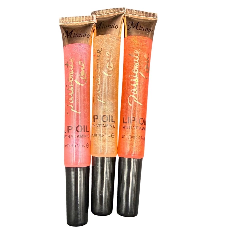 3pc Miundo Passionate Love Lip Oil Set with Vitamin E Aloe Essence 18ml Each